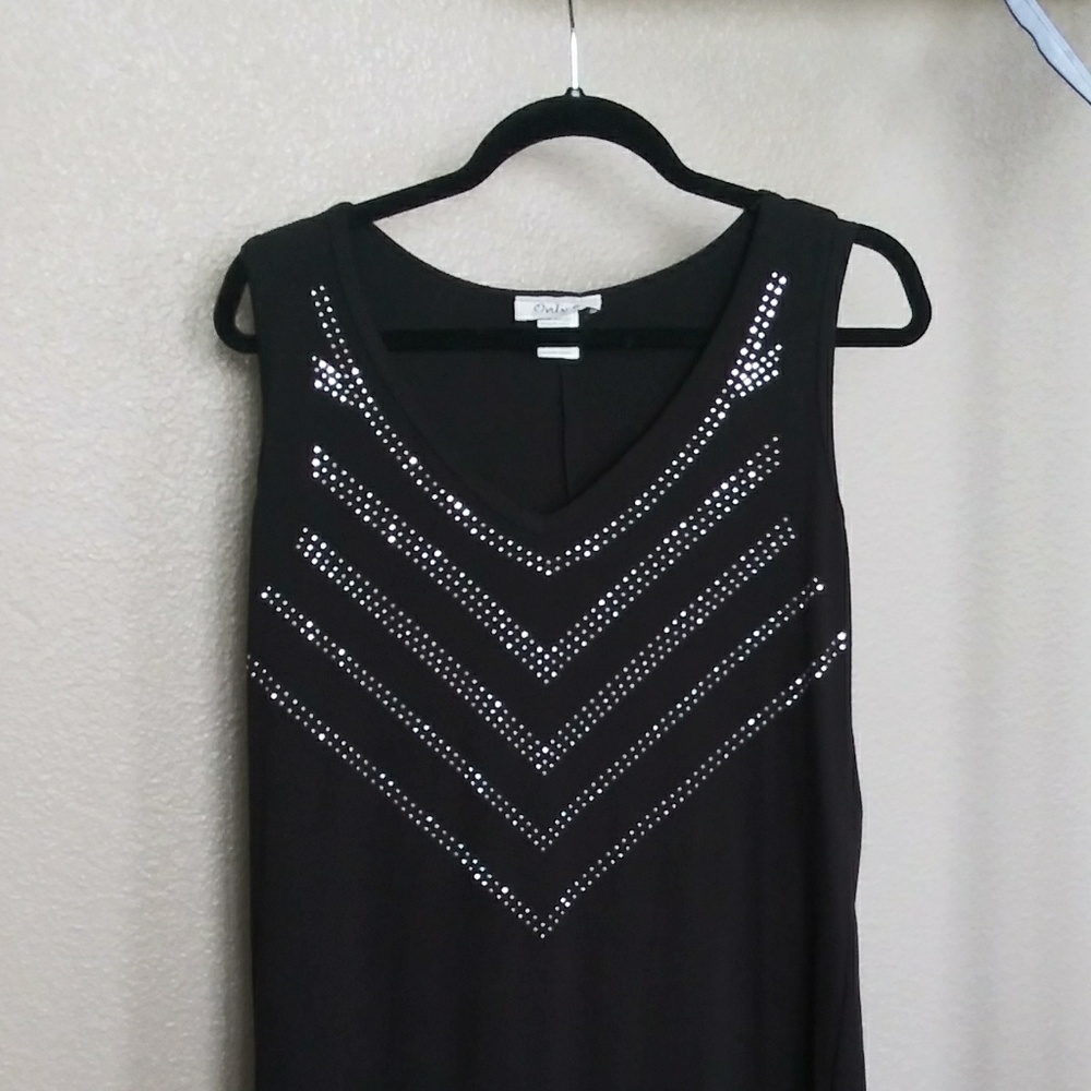 Black Stretchy Figure Flattering Sleeveless Bling Dress